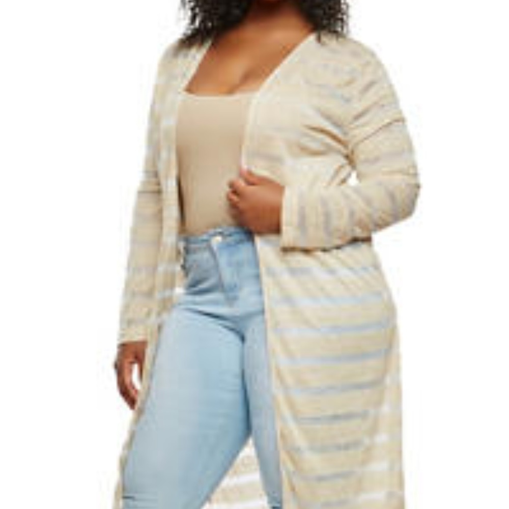 Plus Size Striped Duster(3x) - Picture 2 of 2